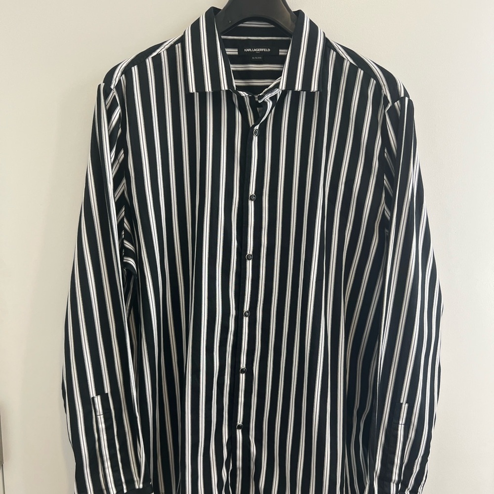 Black and White Striped Men's Shirt